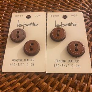 Vintage Buttons 3/4” - 2 sets - Total of 4 Genuine Leather Buttons la petite NWT